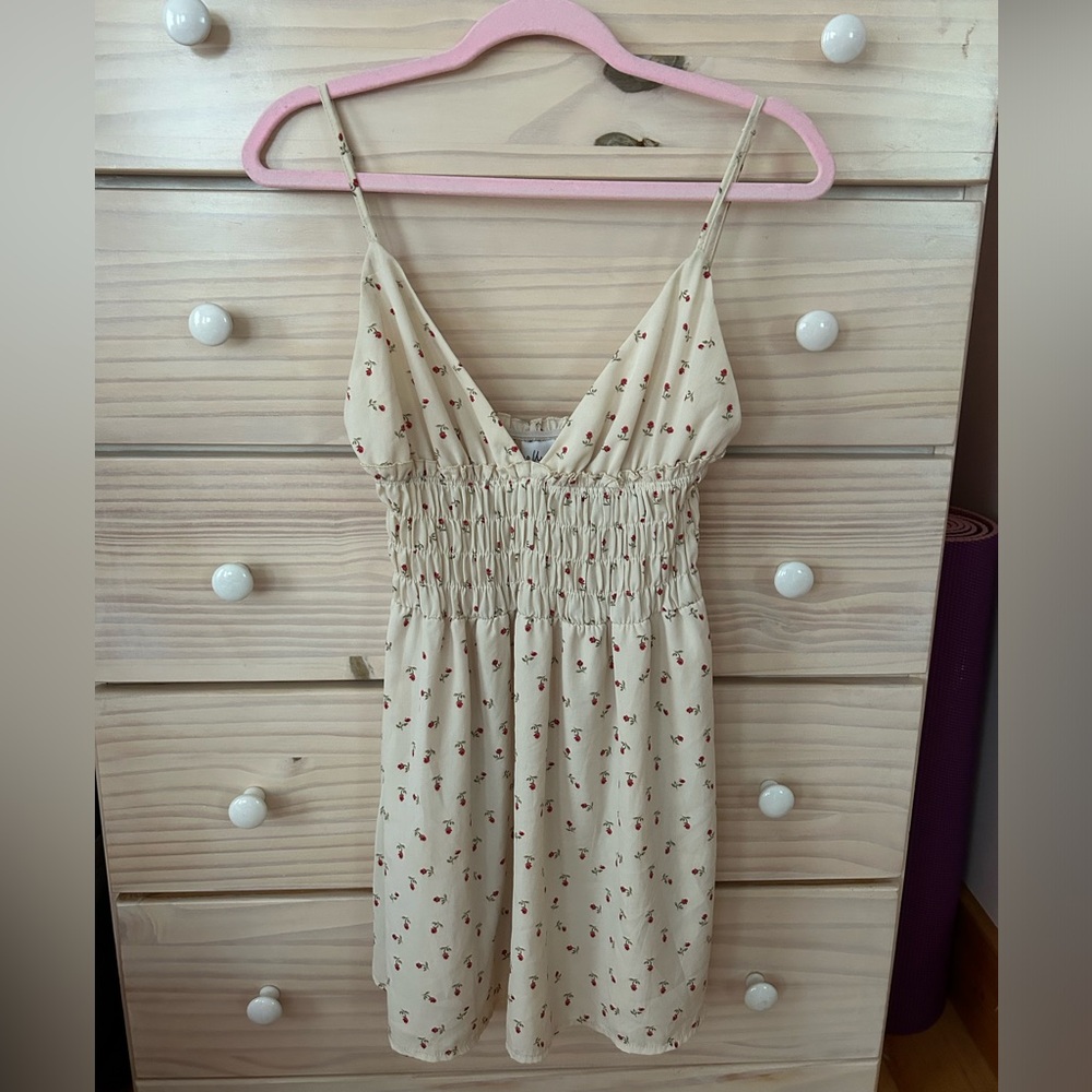 Off white rose mini dress